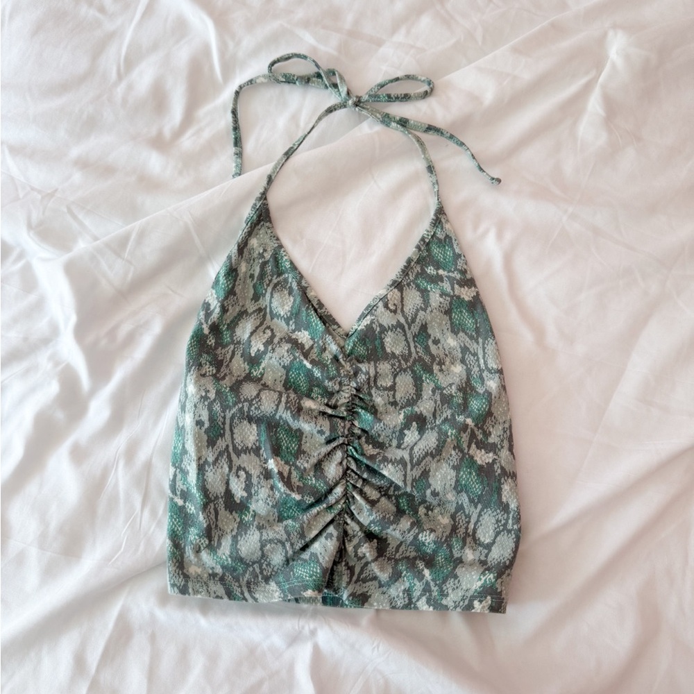 Urban Outfitters Green Snakeskin Halter Top Size XS